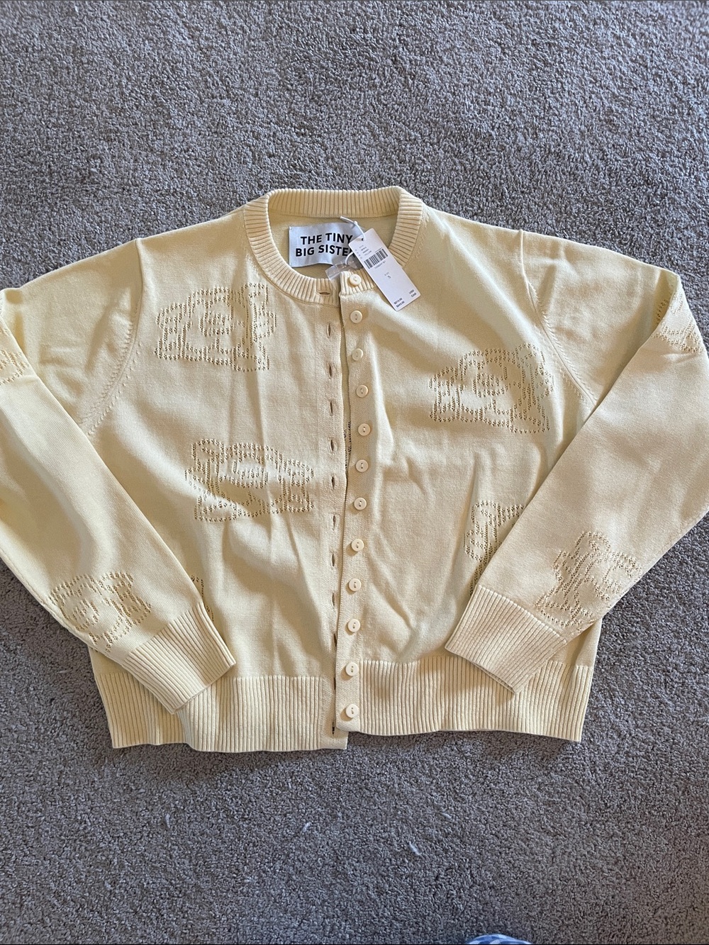 Anthropologie tiny big sister pale  Yellow 100 percent cotton Cardigan